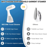 Powerful 1500W Handheld Garment Steamer for Fast, Wrinkle-Free Clothes - Image 3